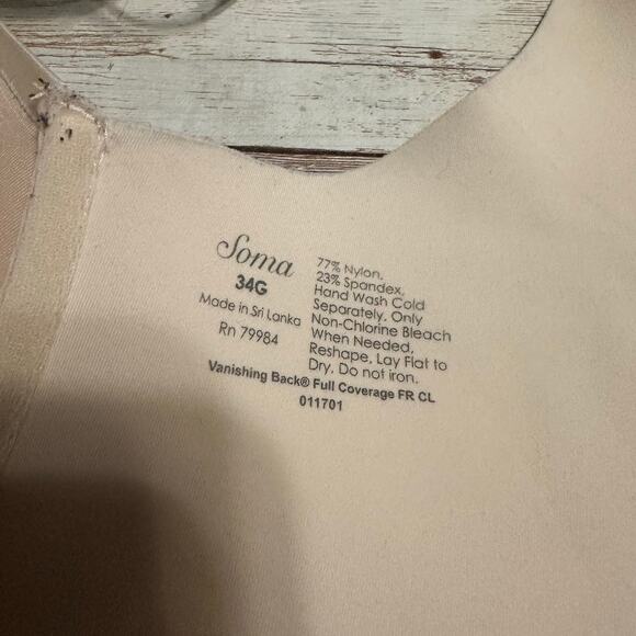 Soma Vanishing Back Full Coverage Bra Size 34G Front Closure Neutral - Picture 3 of 5